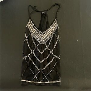 ANGL Black and Silver Embellished Top